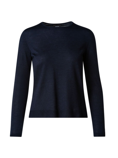 Shop Akris Cashmere Pullover Sweater In Deep Blue