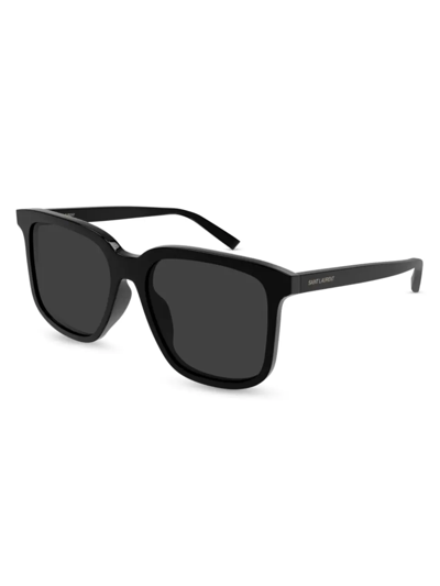 Shop Saint Laurent Men's Acetate 56mm Square Sunglasses In Black