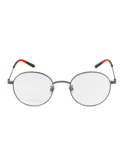 Shop Gucci 51mm Round Optical Glasses In Ruthenium