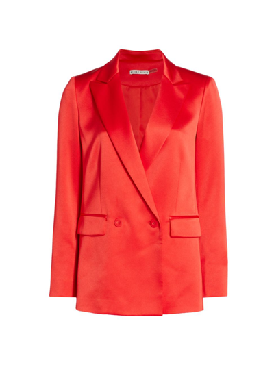 Shop Alice And Olivia Justin Double-breasted Blazer In Bright Poppy