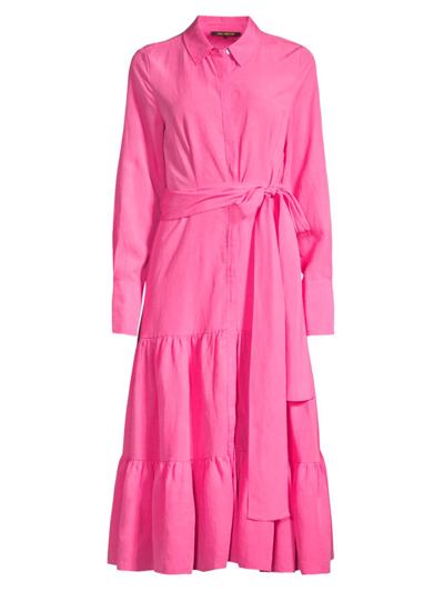 Shop Kobi Halperin Women's Lidia Belted Shirtdress In Pink Lady