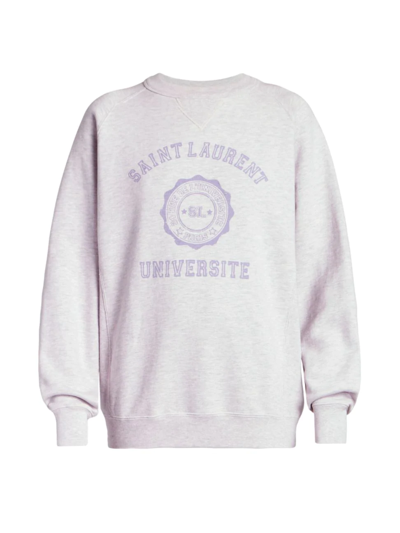 Shop Saint Laurent Collegiate Logo Sweatshirt In Lilas Lilasfonce