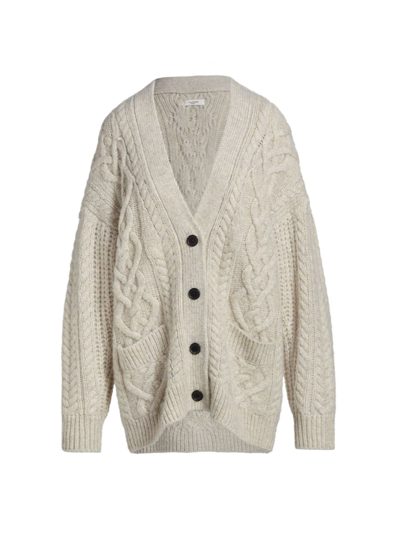 Shop Isabel Marant Étoile Women's Relaxed-fit Cable Cardigan In Chalk