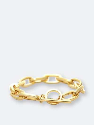 Shop Rivka Friedman Polished Paper Clip Toggle Bracelet In Gold