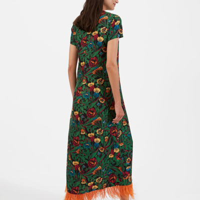 Shop La Doublej Swing Dress (with Feathers) In Night Garden