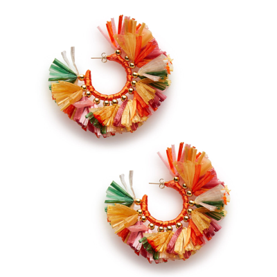 Shop La Doublej Hoop Earrings In Multicolor Rosa/arancione