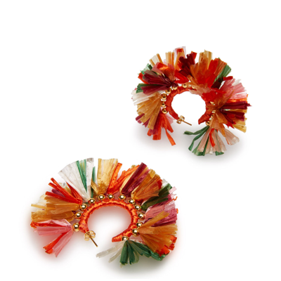Shop La Doublej Hoop Earrings In Multicolor Rosa/arancione