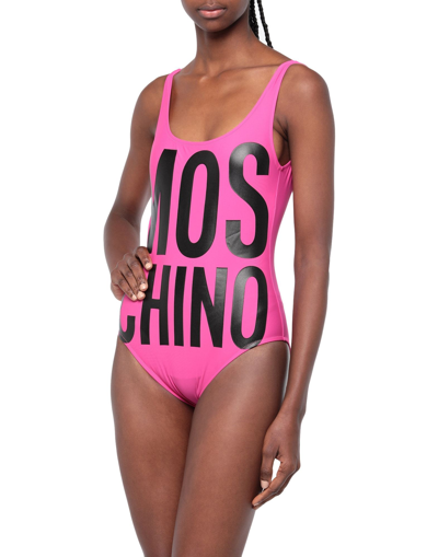Shop Moschino One-piece Swimsuits In Fuchsia