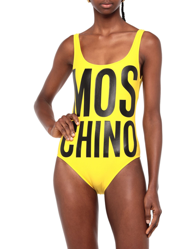 Shop Moschino Woman One-piece Swimsuit Yellow Size 6 Polyamide, Elastane