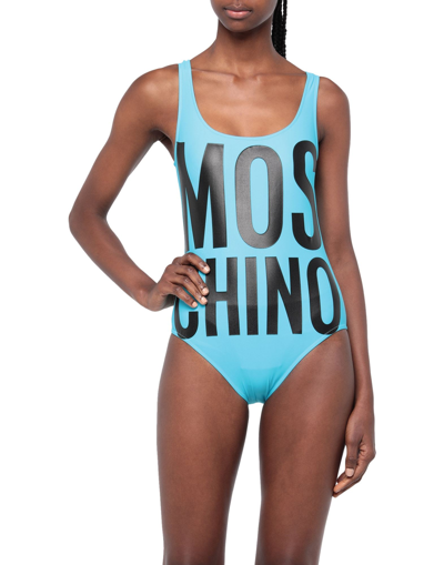 Shop Moschino Woman One-piece Swimsuit Azure Size 6 Polyamide, Elastane In Blue