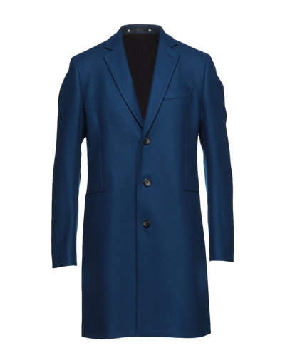 Shop Ps By Paul Smith Ps Paul Smith Mens Sb Overcoat Man Coat Blue Size L Wool, Polyamide, Cashmere