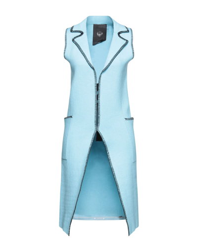 Shop Frankie Morello Woman Overcoat Sky Blue Size M Viscose, Polyester, Polyamide