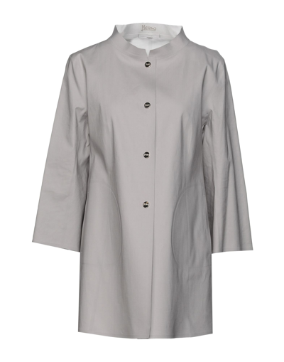 Shop Herno Woman Overcoat & Trench Coat Light Grey Size 14 Cotton, Elastane