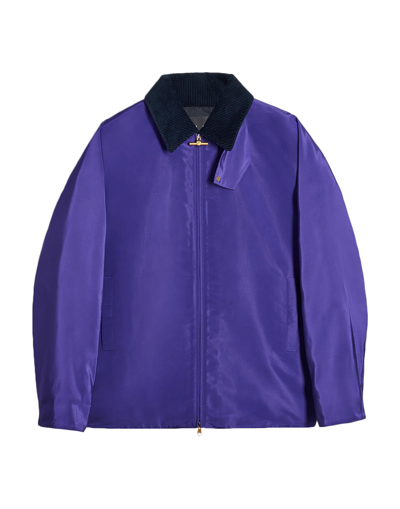 Shop Dunhill Man Jacket Purple Size Xl Mulberry Silk, Cotton