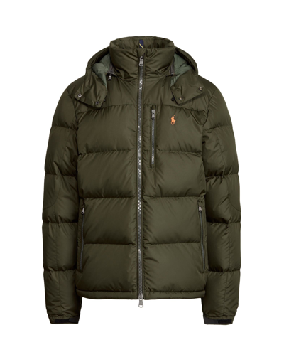 Shop Polo Ralph Lauren Water-repellent Down Jacket Man Puffer Military Green Size L Recycled Polyester