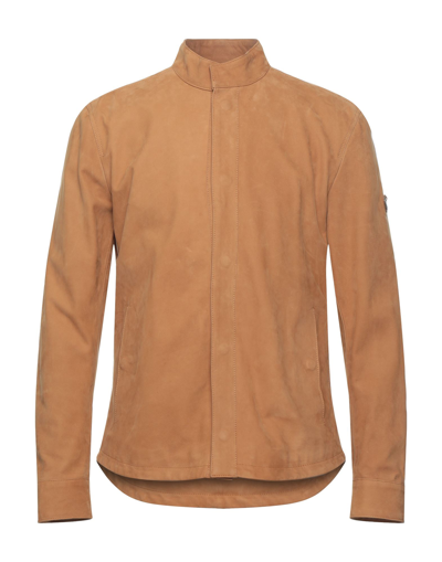 Shop Matchless Man Jacket Camel Size Xxl Soft Leather In Beige