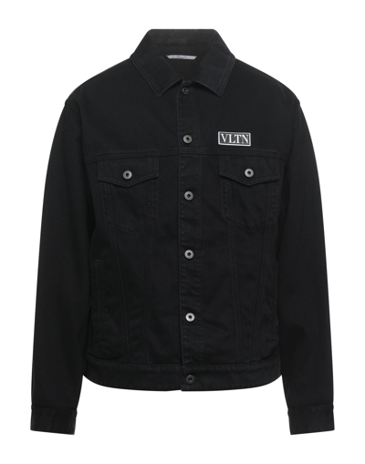 Shop Valentino Denim Outerwear In Black