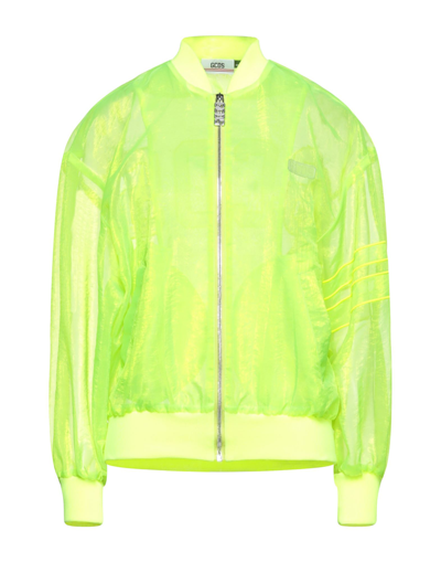 Shop Gcds Woman Jacket Yellow Size L Polyamide, Polyester, Cotton, Elastane