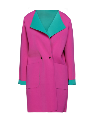 Shop Annie P . Woman Overcoat Fuchsia Size 6 Polyester In Pink