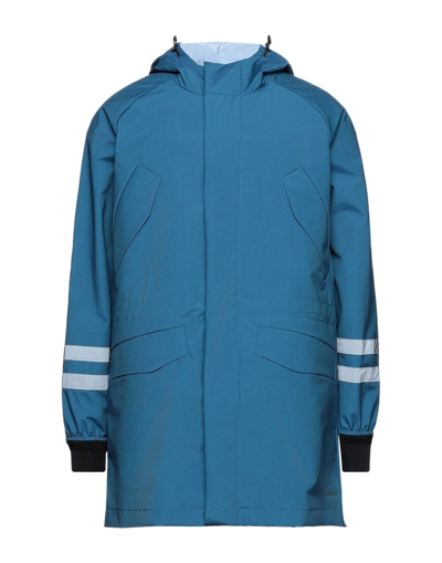 Shop Historic Man Overcoat & Trench Coat Blue Size Xxl Cotton, Nylon, Polyester
