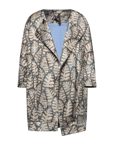 Shop Manila Grace Woman Overcoat & Trench Coat Beige Size 8 Polyester, Viscose, Cotton, Polyamide