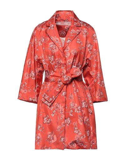 Shop Add Woman Overcoat & Trench Coat Coral Size 2 Polyester In Red