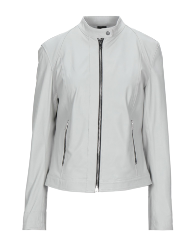 Shop Delan Woman Jacket Light Grey Size 8 Ovine Leather