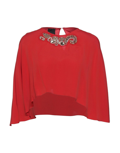 Shop Pinko Woman Capes & Ponchos Red Size 4 Acetate, Silk, Polyamide