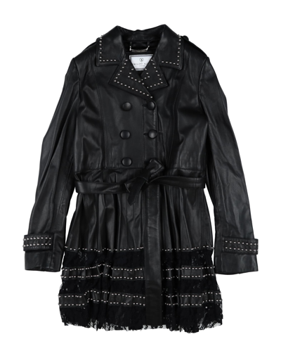 Shop Philipp Plein Toddler Girl Overcoat & Trench Coat Black Size 6 Lambskin, Nylon, Elastane