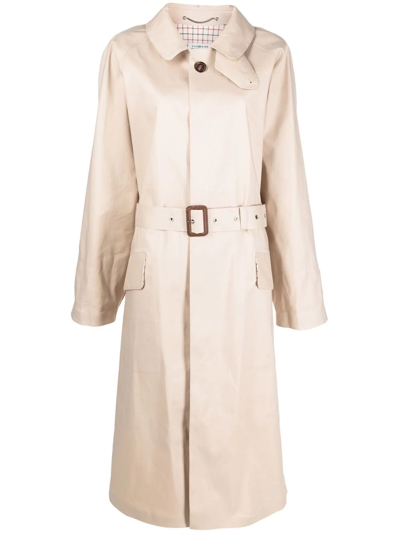 Shop Mackintosh Oversized Bonded Cotton Coat In Nude