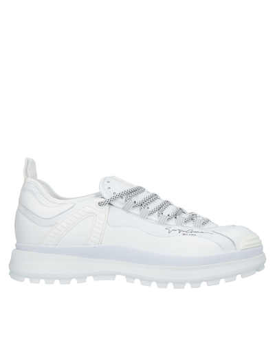 Shop Giorgio Armani Man Sneakers White Size 12 Soft Leather, Textile Fibers