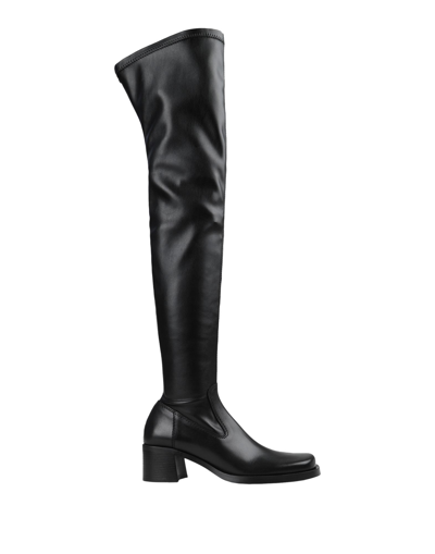 Shop E8 By Miista Woman Knee Boots Black Size 7.5 Soft Leather, Textile Fibers
