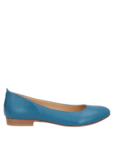 Shop A.testoni A. Testoni Woman Ballet Flats Slate Blue Size 5 Soft Leather
