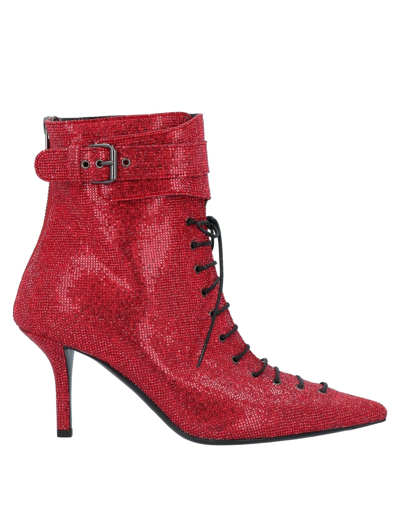 Shop Philosophy Di Lorenzo Serafini Woman Ankle Boots Red Size 7.5 Soft Leather, Textile Fibers