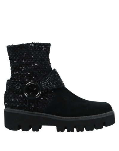 Shop Alma En Pena . Woman Ankle Boots Black Size 12 Soft Leather, Textile Fibers