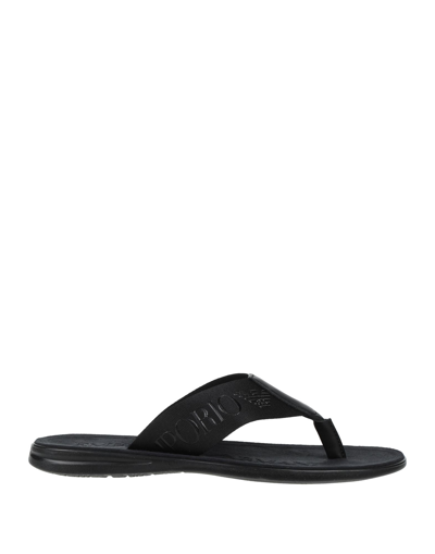 Shop Emporio Armani Toe Strap Sandals In Black
