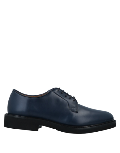 Shop Manifatture Etrusche Man Lace-up Shoes Blue Size 10 Soft Leather