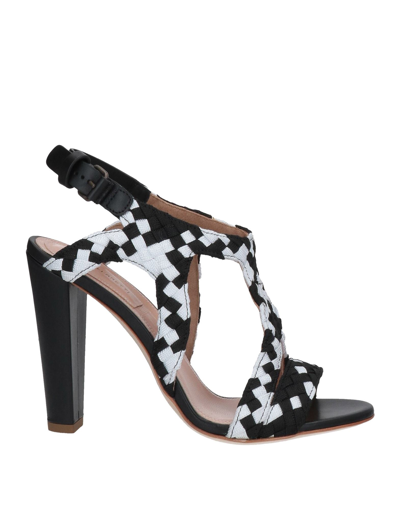 Shop Alberta Ferretti Woman Sandals Black Size 6 Textile Fibers, Soft Leather