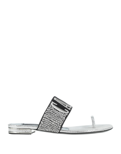 Shop Casadei Woman Thong Sandal Silver Size 5 Textile Fibers