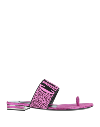 Shop Casadei Woman Thong Sandal Fuchsia Size 7 Textile Fibers In Pink