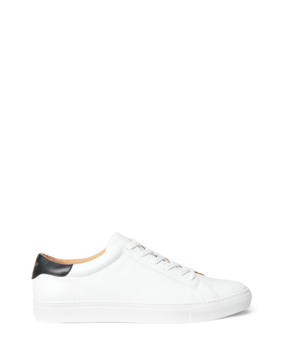 Shop Polo Ralph Lauren Jermain Leather Sneaker Man Sneakers White Size 13 Bovine Leather