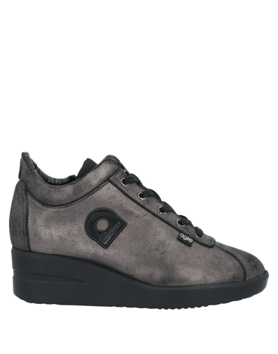 Shop Agile By Rucoline Woman Sneakers Lead Size 8 Soft Leather In Grey