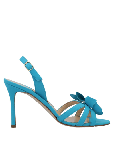Shop Chiara Boni La Petite Robe Woman Sandals Turquoise Size 6 Textile Fibers In Blue