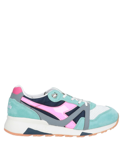 Shop Diadora Heritage Woman Sneakers Turquoise Size 7 Soft Leather, Textile Fibers In Blue