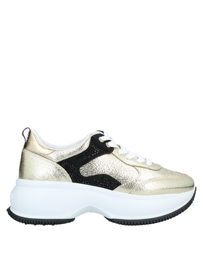 Shop Hogan Woman Sneakers Gold Size 7 Soft Leather