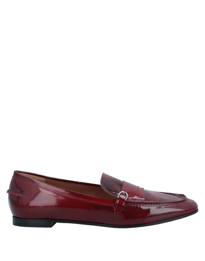 Shop Emporio Armani Woman Loafers Burgundy Size 4.5 Soft Leather In Red
