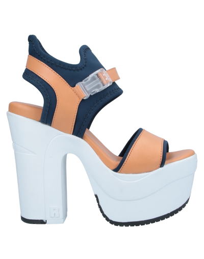 Shop Rucoline Woman Sandals Midnight Blue Size 5 Textile Fibers, Soft Leather