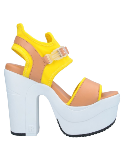 Shop Rucoline Woman Sandals Yellow Size 6 Textile Fibers, Soft Leather