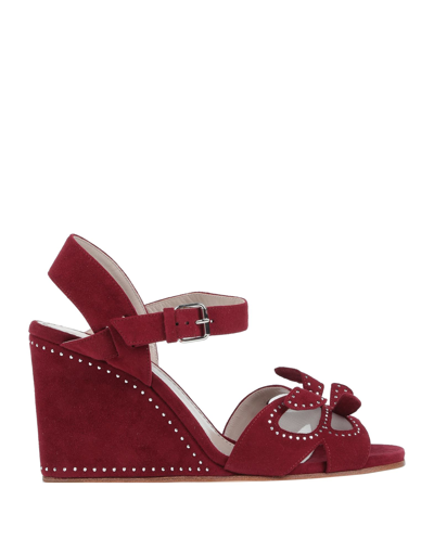 Shop Marc Jacobs Woman Sandals Burgundy Size 5.5 Soft Leather In Red