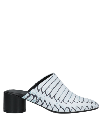 Mm6 Maison Margiela White Woven Print Mules In White